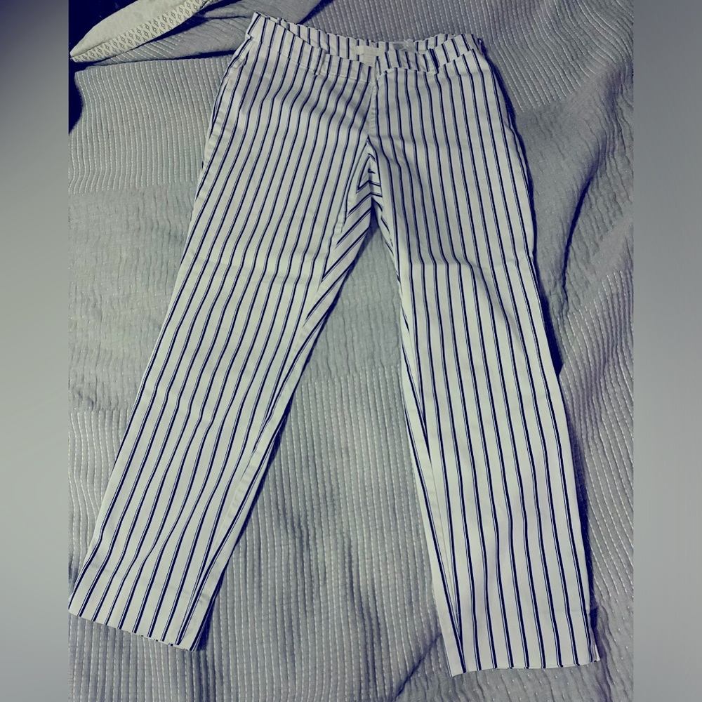 Women’s White and navy striped trousers